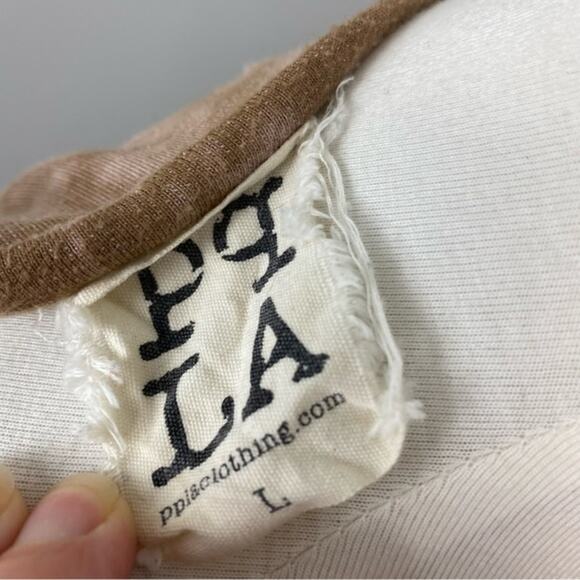 PPLA Petra Tan & White Tie Dye Cold Shoulder Long Sleeve Top Large - Picture 8 of 8